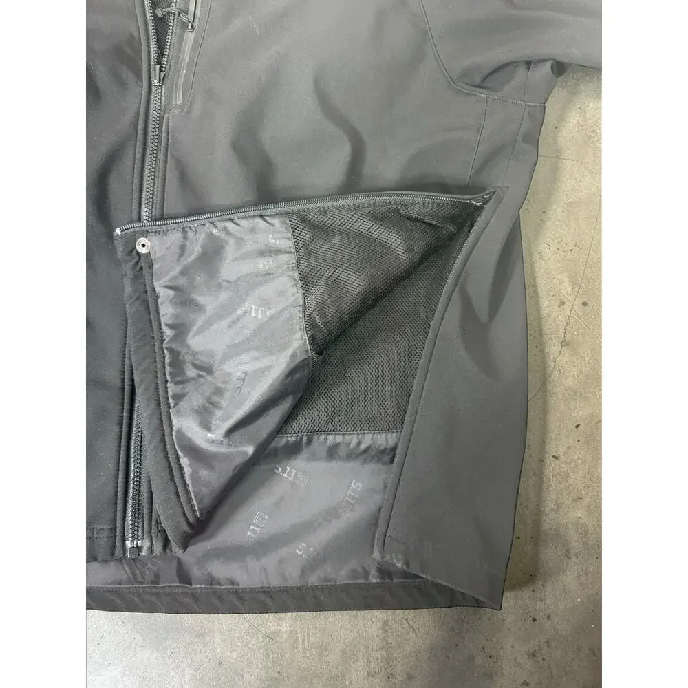 5.11 Tactical Jacket Mens XL Black Duty Softshell Full Zip Windbreaker Coat Law